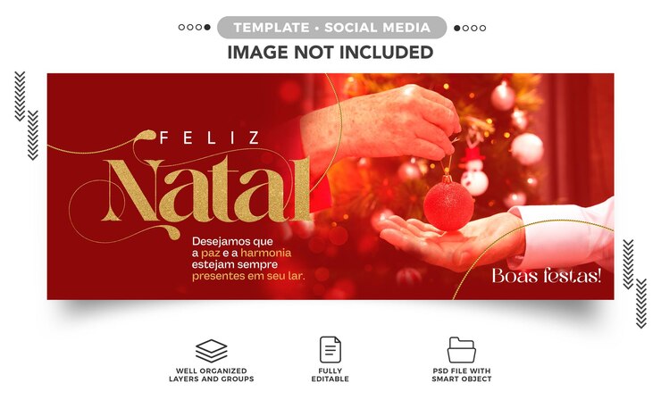 PSD grátis modelo de banner feliz natal e boas festas