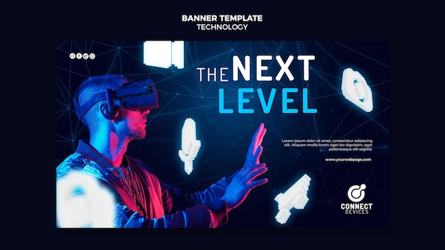 Modelo de banner futurista de realidade virtual