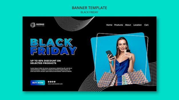 Modelo de banner gradiente preto sexta-feira