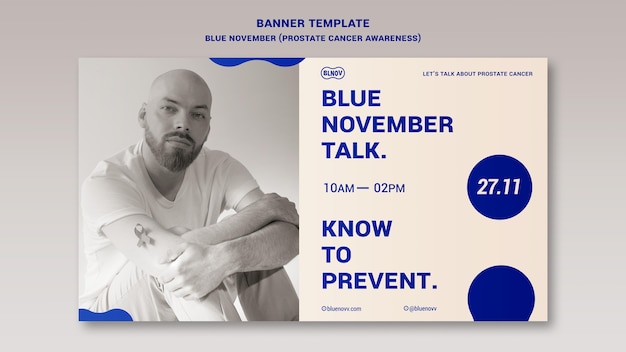 Modelo de banner horizontal azul de novembro