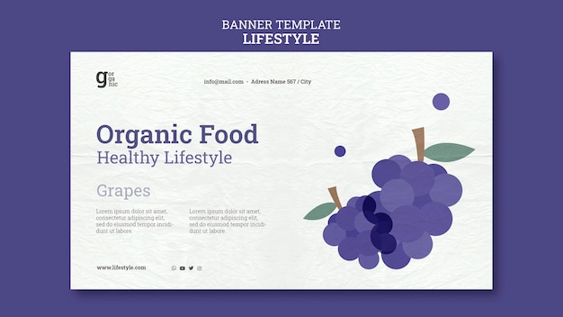 Modelo de banner horizontal de alimentos orgânicos