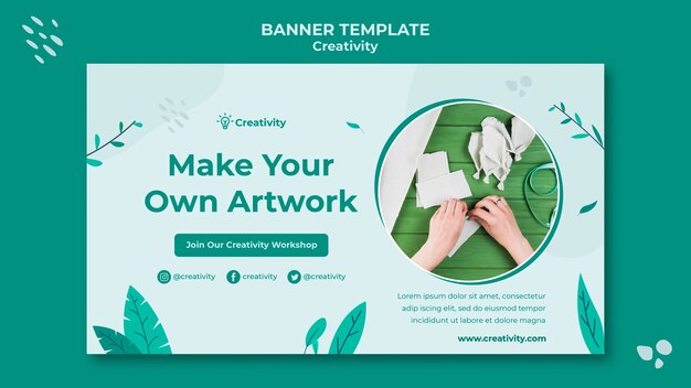 Modelo de banner horizontal de arte em papel
