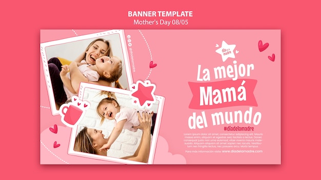 Modelo de banner horizontal de celebração do dia das mães