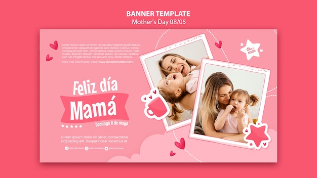 Modelo de banner horizontal de celebração do dia das mães