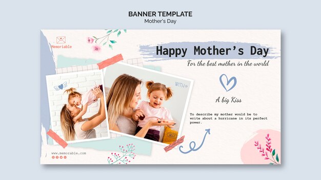 Modelo de banner horizontal de celebração do dia das mães