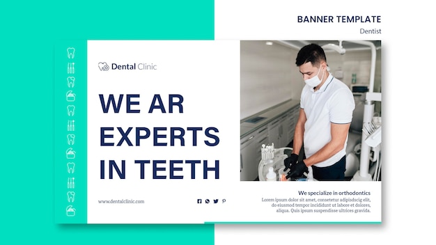 Modelo de banner horizontal de dentista