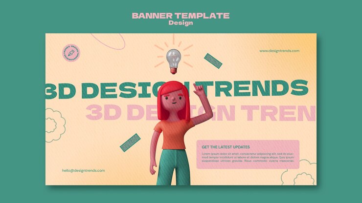 PSD grátis modelo de banner horizontal de design 3d