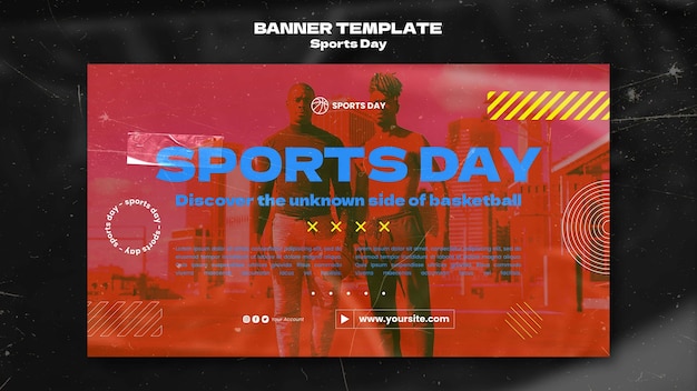 Modelo de banner horizontal de dia de esportes