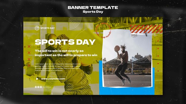 Modelo de banner horizontal de dia de esportes