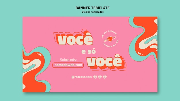 PSD grátis modelo de banner horizontal de dia dos namorados