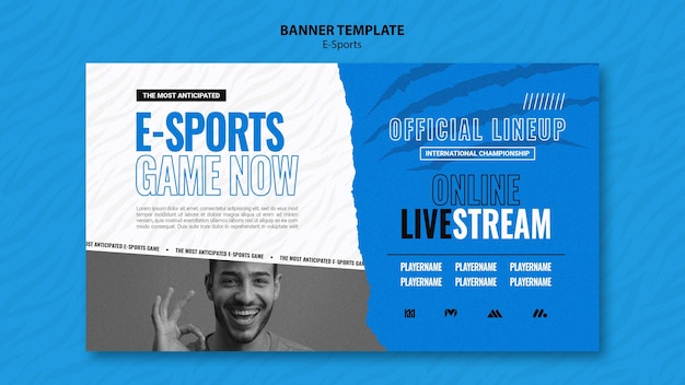 Modelo de banner horizontal de E-sports