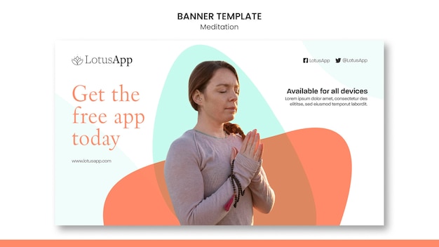 PSD grátis modelo de banner horizontal de estilo de vida de meditação