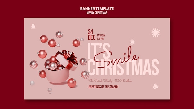 Modelo de banner horizontal de feliz natal