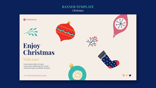 Modelo de banner horizontal de feliz natal