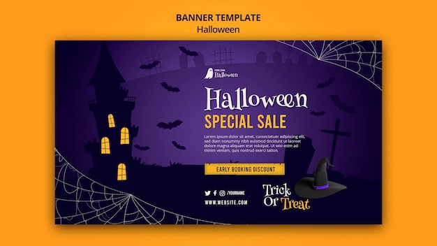 Modelo de banner horizontal de Halloween
