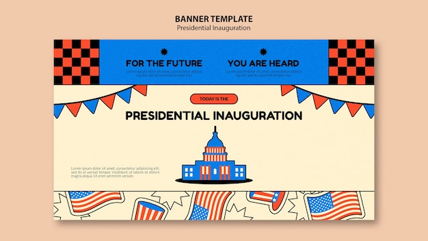 PSD grátis modelo de banner horizontal de inauguração presidencial americana