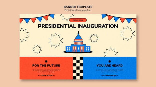 Modelo de banner horizontal de inauguração presidencial americana