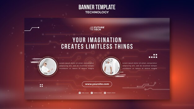 Modelo de banner horizontal de tecnologia