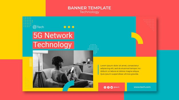 Modelo de banner horizontal de tecnologia