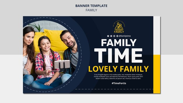 PSD grátis modelo de banner horizontal de tempo para a família