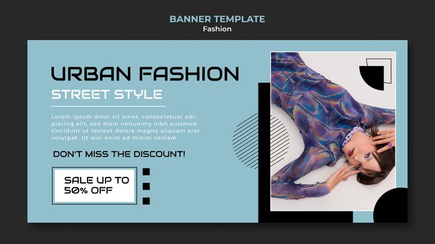 Modelo de banner horizontal de tendências da moda