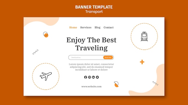 Modelo de banner horizontal de transporte
