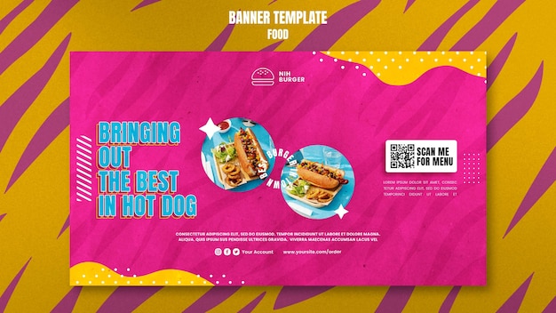 PSD grátis modelo de banner horizontal delicioso cachorro-quente