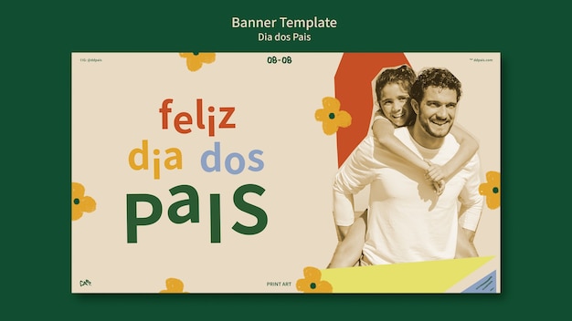 PSD grátis modelo de banner horizontal dia dos pais com design de formas abstratas