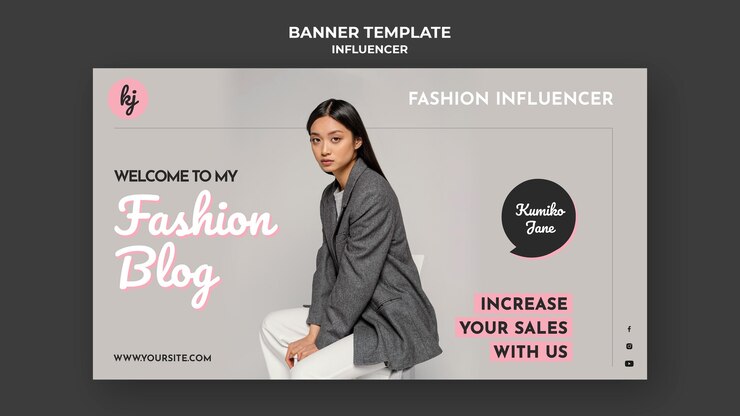 PSD grátis modelo de banner horizontal do blogger de moda
