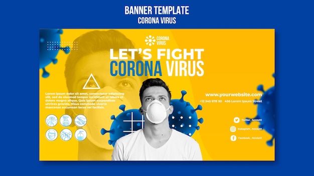 Modelo de banner horizontal do coronavirus