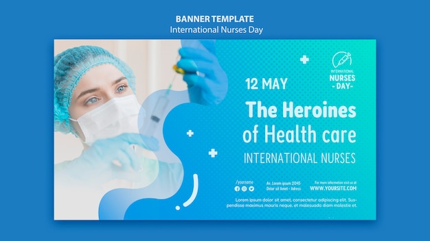 Modelo de banner horizontal do dia internacional dos enfermeiros