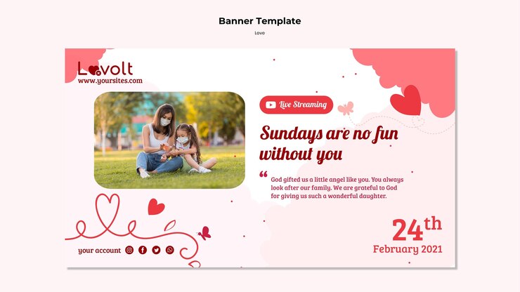 PSD grátis modelo de banner horizontal familiar