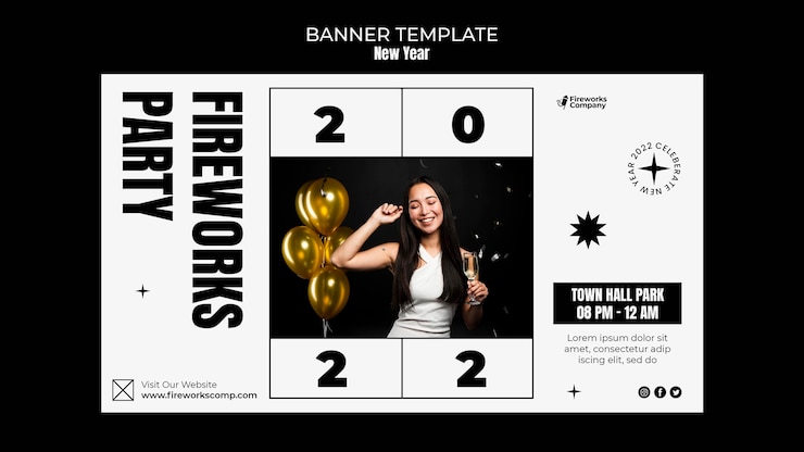 PSD grátis modelo de banner horizontal festivo de ano novo