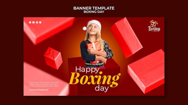 PSD grátis modelo de banner horizontal festivo de boxing day