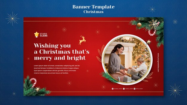 Modelo de banner horizontal festivo de Natal