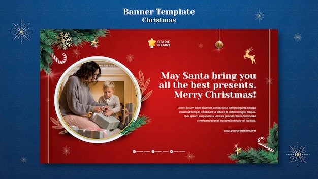 Modelo de banner horizontal festivo de Natal