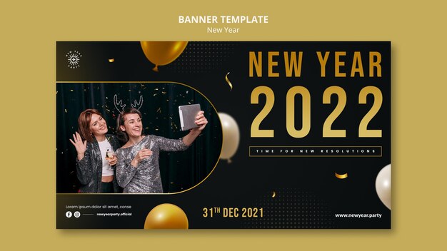 Modelo de banner horizontal festivo de véspera de ano novo