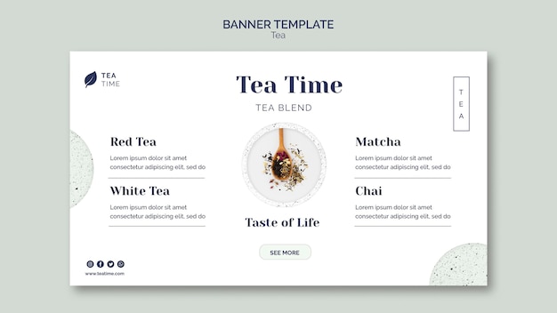 PSD grátis modelo de banner horizontal para a hora do chá