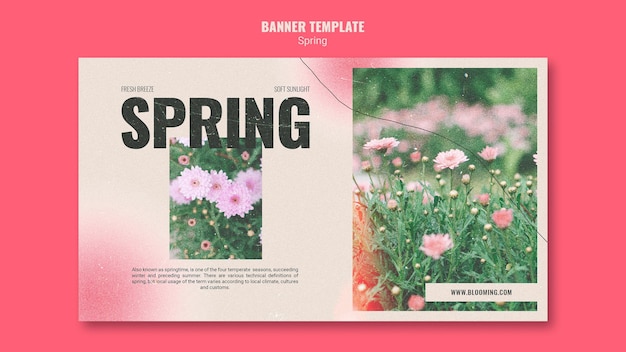PSD grátis modelo de banner horizontal para a primavera com flores