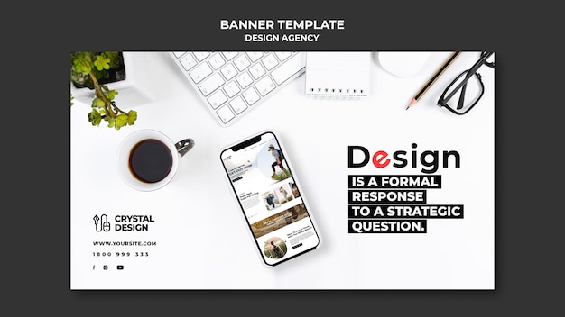 PSD grátis modelo de banner horizontal para agência de design