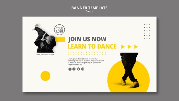 Modelo de banner horizontal para aulas de dança