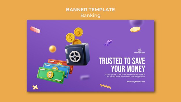 Modelo de banner horizontal para banco e finanças online