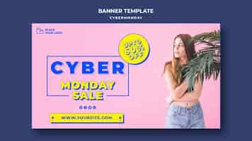 PSD grátis modelo de banner horizontal para compras cibernéticas de segunda-feira