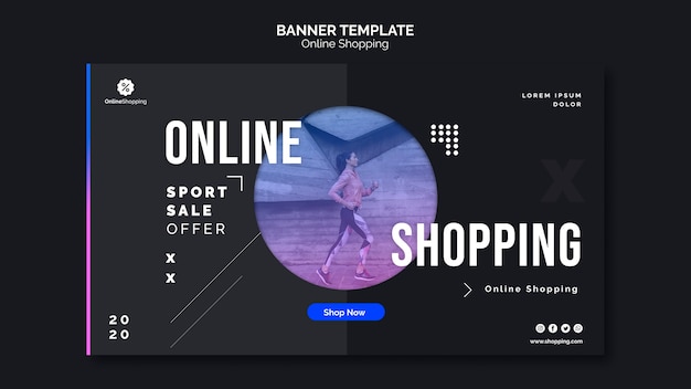 Modelo de banner horizontal para compras on-line athleisure