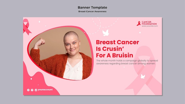PSD grátis modelo de banner horizontal para conscientização do câncer de mama
