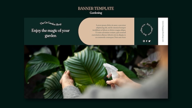 Modelo de banner horizontal para cultivo de plantas de interior