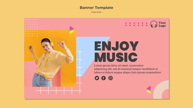 PSD grátis modelo de banner horizontal para curtir música