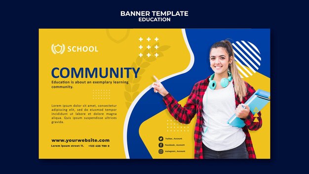 Modelo de banner horizontal para educação