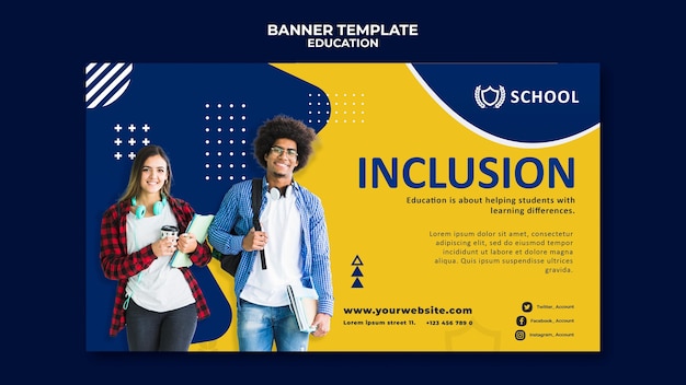 Modelo de banner horizontal para educação