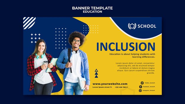 Modelo de banner horizontal para educação